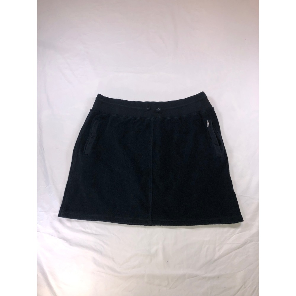 Burberry London Black Terry Cloth Mini Skirt Drawstring Pockets Size L